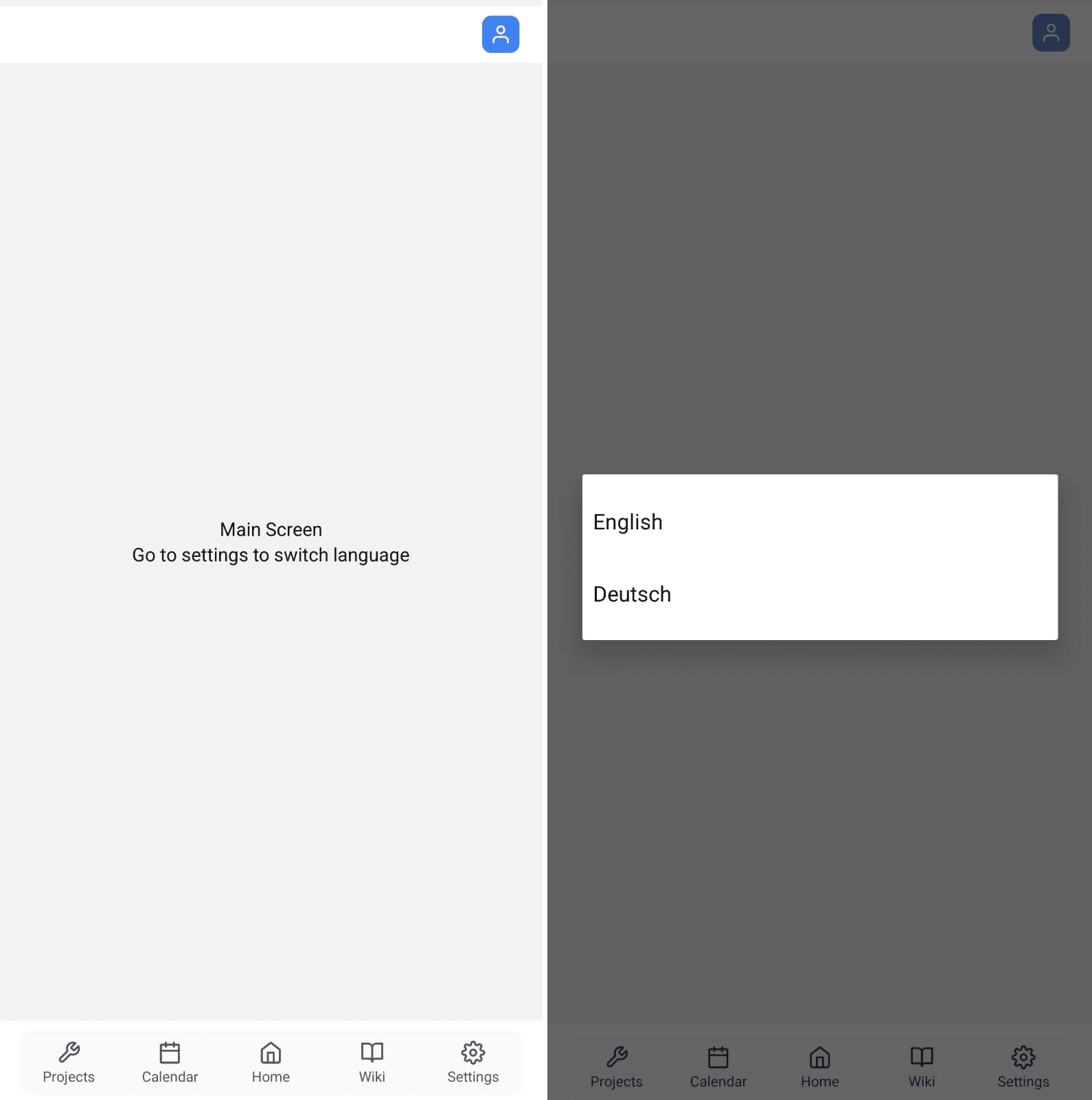 React Native template overview screenshot