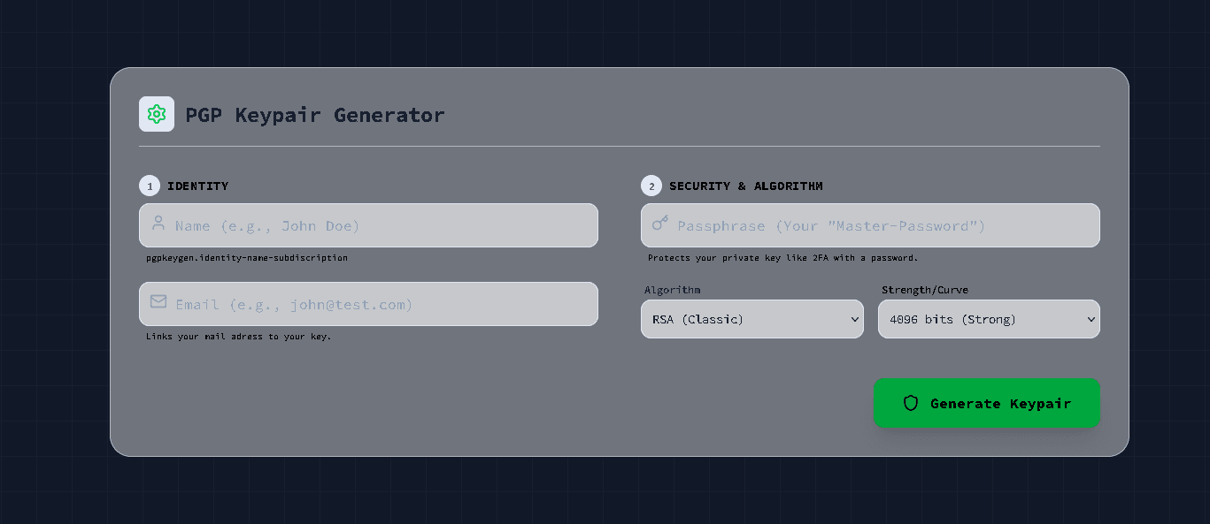 PGP Keypair Generator
